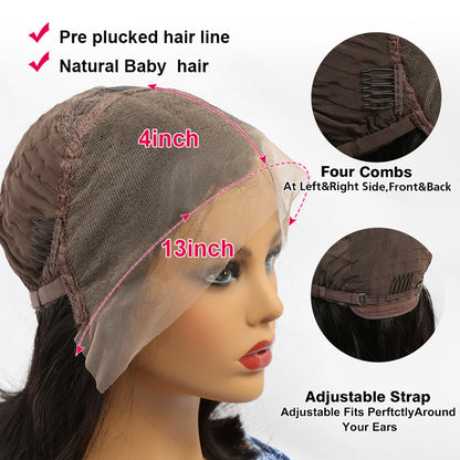 AngelBella Queen Doner Virgin Hair 13X4 HD Natural Bob Wig Straight Raw Hair Lace Frontal Human Hair Wigs